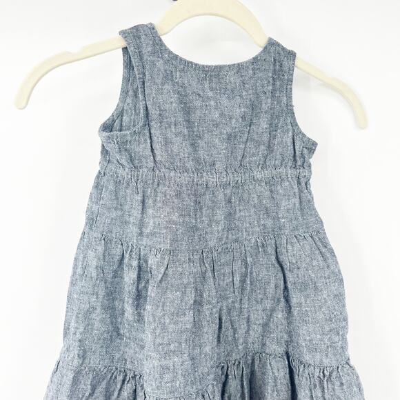 Tea Collection Girls Spring Chambray Floral Embroidered Linen Dress Size 2 Blue - Picture 7 of 8